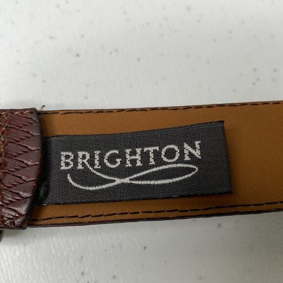 Brighton Vintage Brown Woven Weave Leather Belt Silver Tone Buckle 1996 Office main image 13